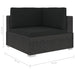 Hoekbank 1 st met kussens poly rattan zwart