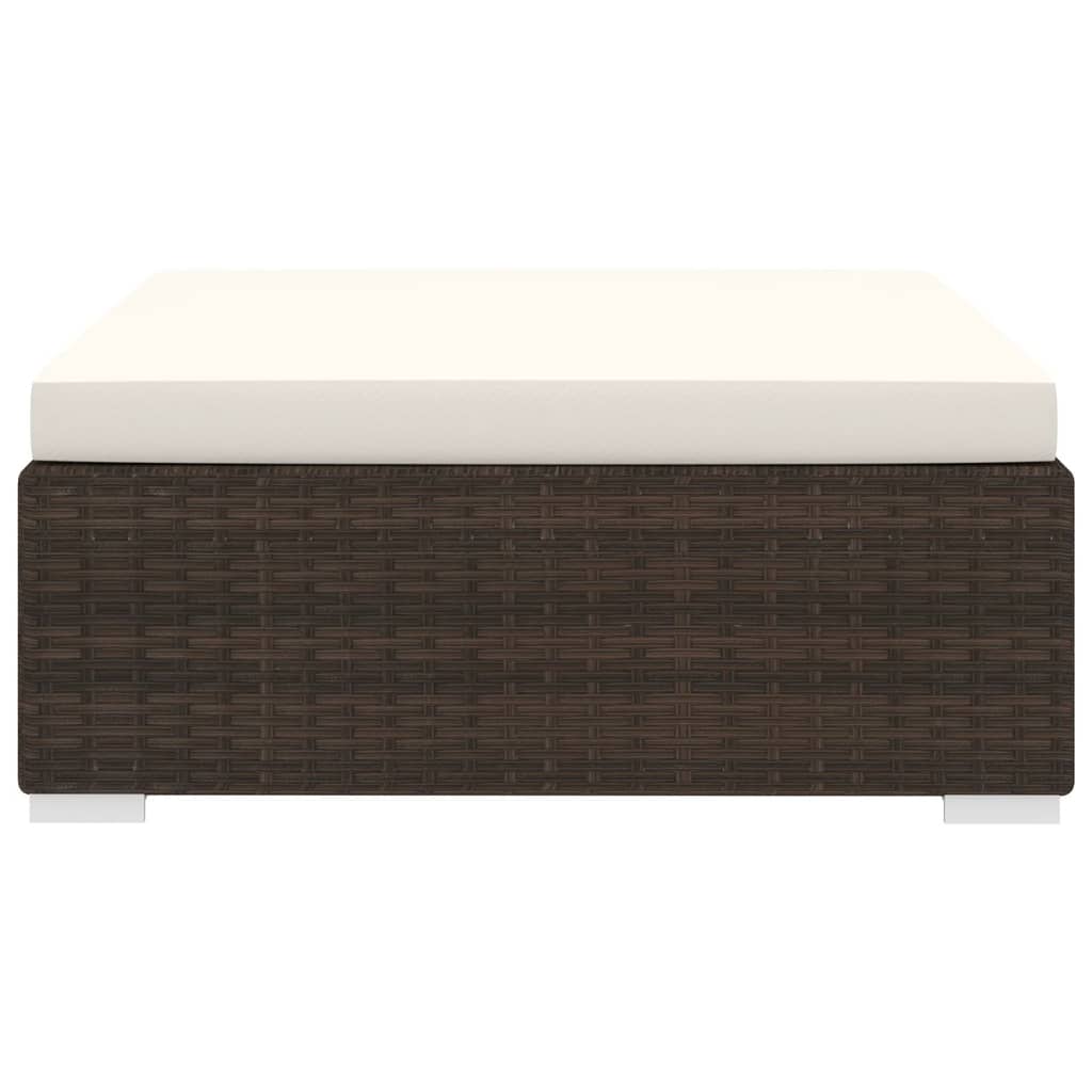 Voetensteun 1 St Met Kussen Poly Rattan Bruin