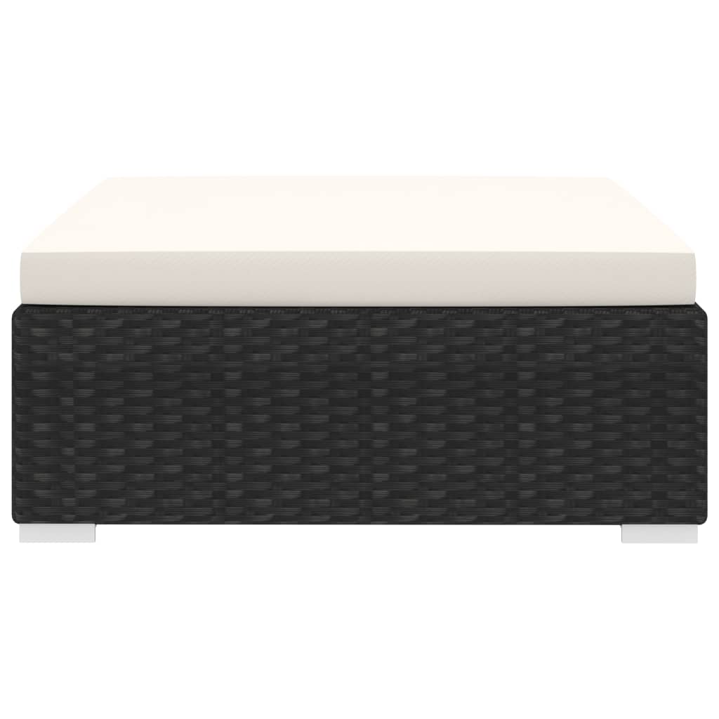 Voetensteun 1 St Met Kussen Poly Rattan Zwart Zwart en wit