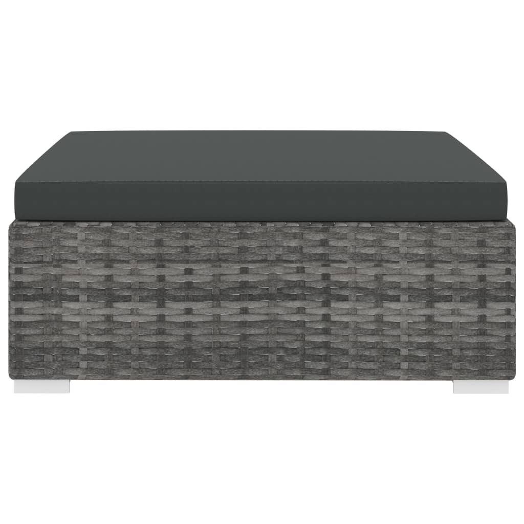 Voetensteun 1 St Met Kussen Poly Rattan Grijs