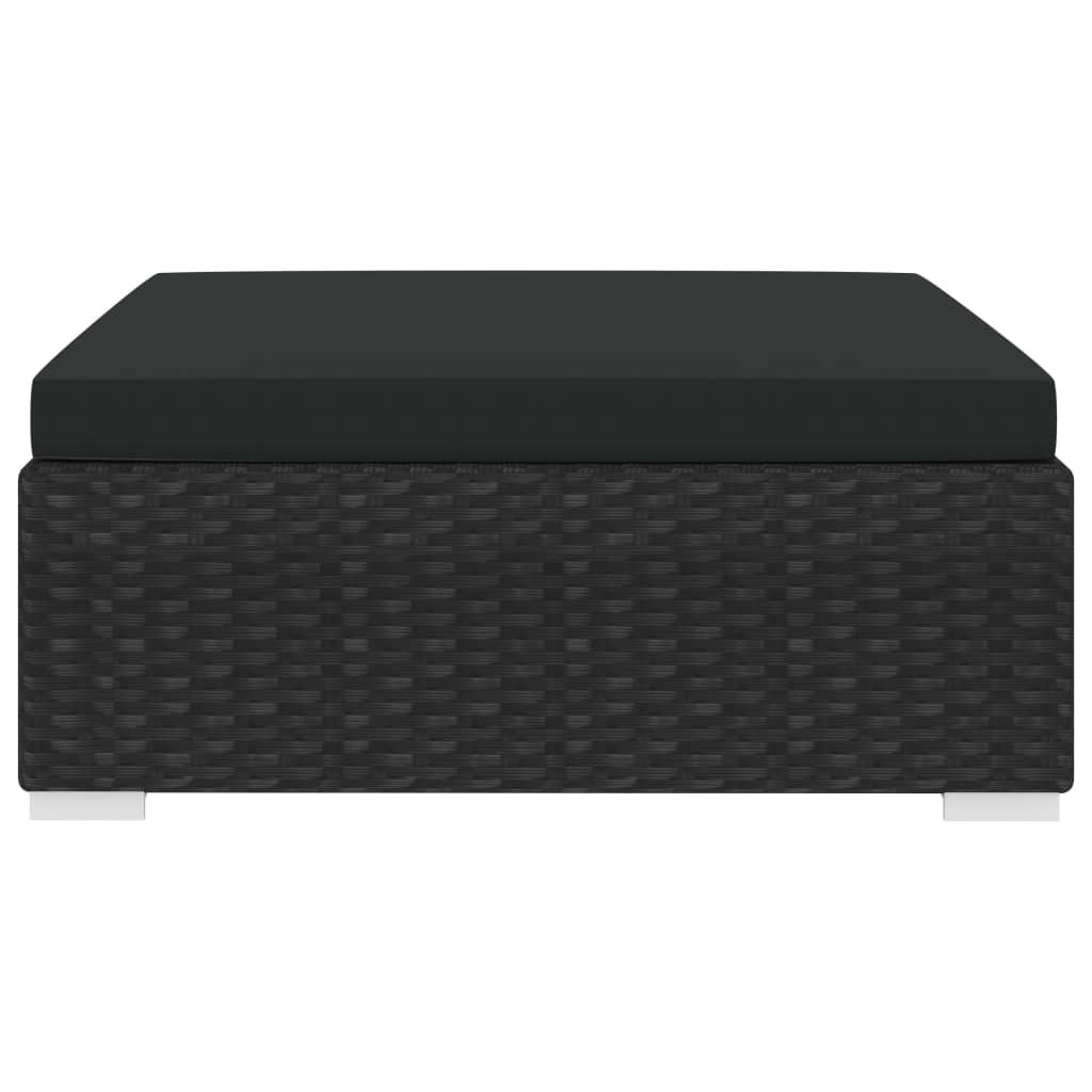 Voetensteun 1 St Met Kussen Poly Rattan Zwart