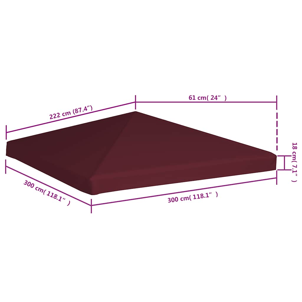 Prieeldak 310 g/m² 3x3 m bordeaux