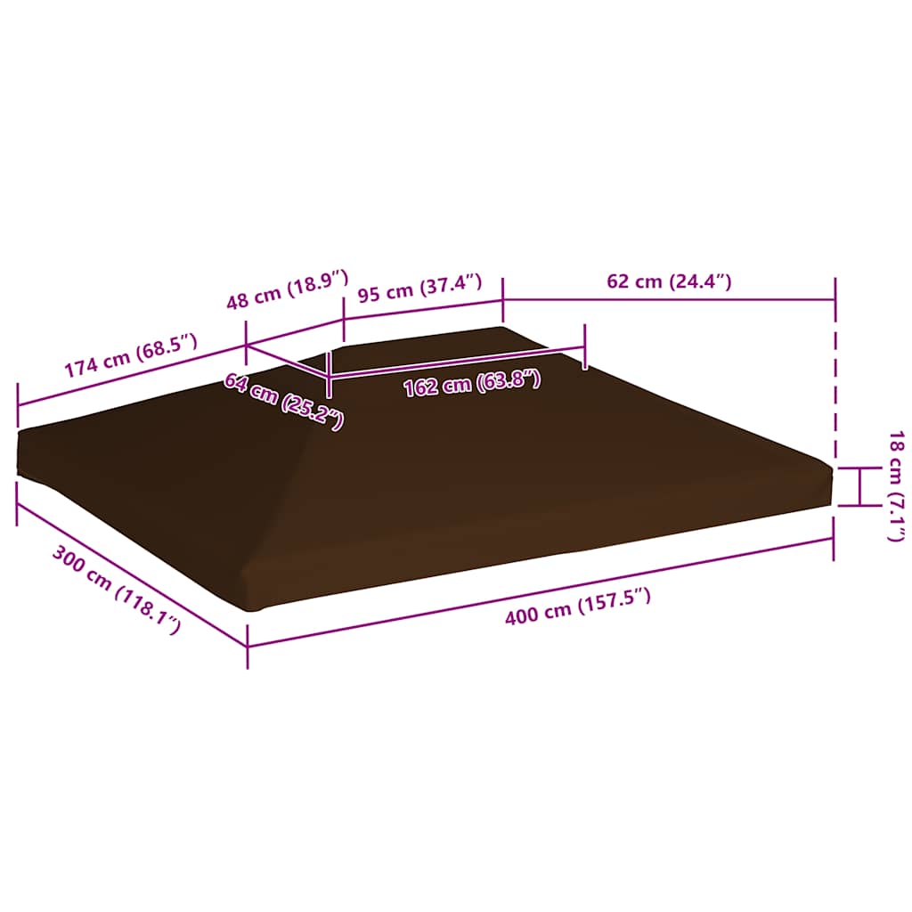 Prieeldak 310 g/m² 3x4 m bruin