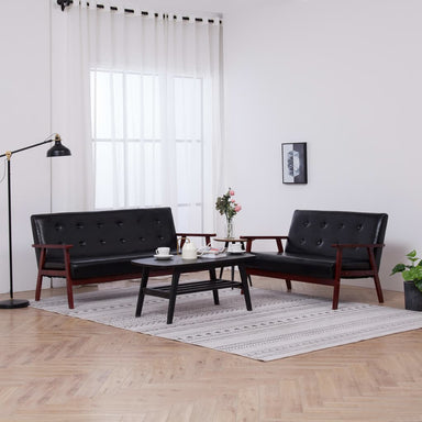 2-delig Bankstel kunstleer zwart