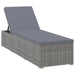 Ligbed met kussen poly rattan grijs