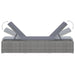 Ligbed met kussen poly rattan grijs