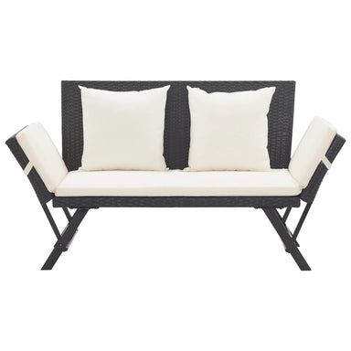 Tuinbank Met Kussens 176 Cm Poly Rattan Zwart 2 Zwart en wit