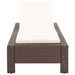 Ligbed met kussen poly rattan bruin
