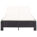 Ligbed met kussen 2-persoons poly rattan zwart