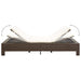 Ligbed met kussen 2-persoons poly rattan bruin