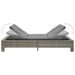 Ligbed met kussen 2-persoons poly rattan grijs