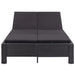 Ligbed met kussen 2-persoons poly rattan zwart