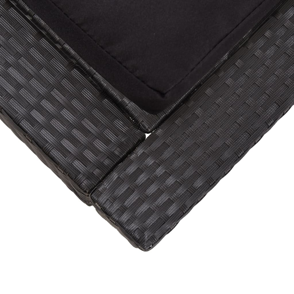 Ligbed met kussen 2-persoons poly rattan zwart