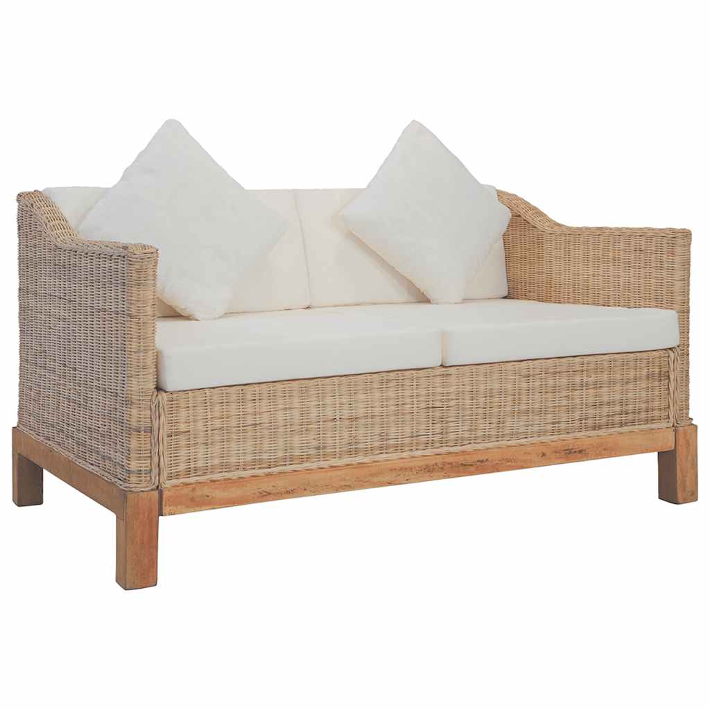 2-delig Bankstel met kussens natuurlijk rattan