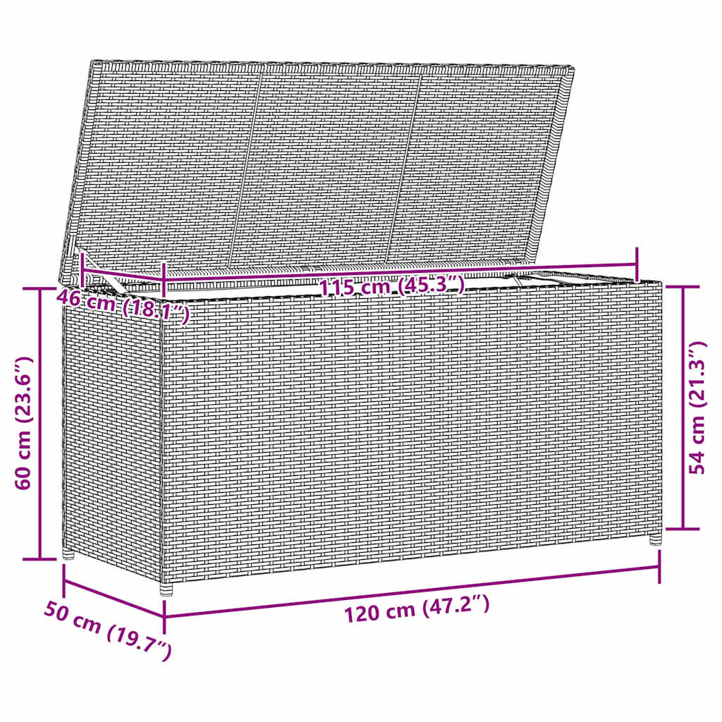 Tuinbox 120x50x60 cm poly rattan grijs