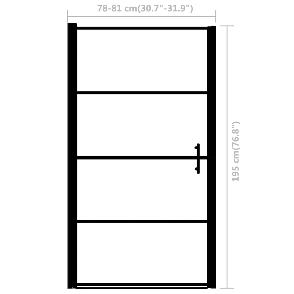 Douchedeur 81x195 cm gehard glas zwart