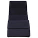 Ligbed met kussen poly rattan zwart