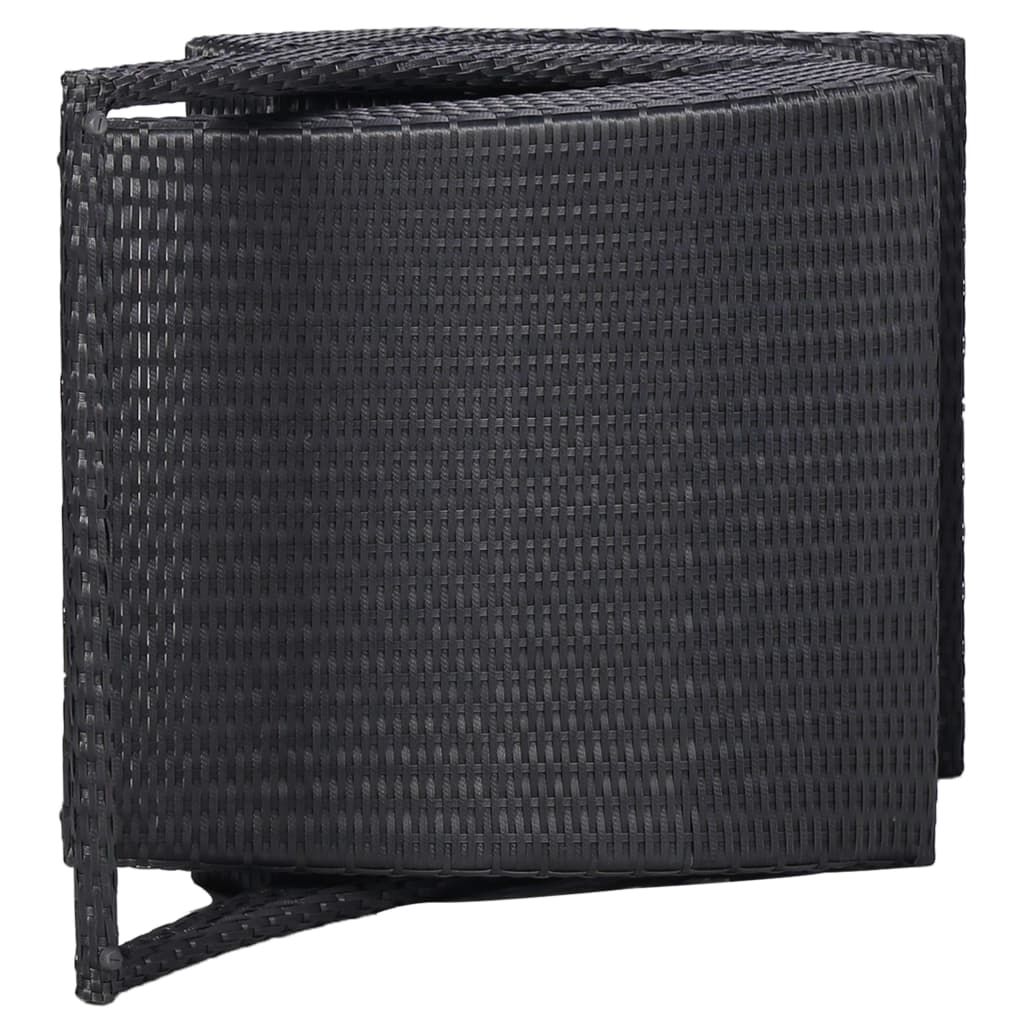 Ligbed met kussen poly rattan zwart