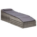 Ligbed met kussen poly rattan grijs