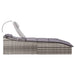 Ligbed met kussen poly rattan grijs