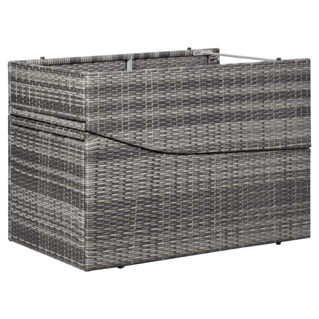 Ligbed met kussen poly rattan grijs