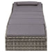 Ligbed met kussen poly rattan grijs