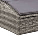 Ligbed met kussen poly rattan grijs