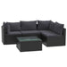 5-Delige Loungeset Met Kussens Poly Rattan Zwart 1 2x hoek + 2x midden + Tafel