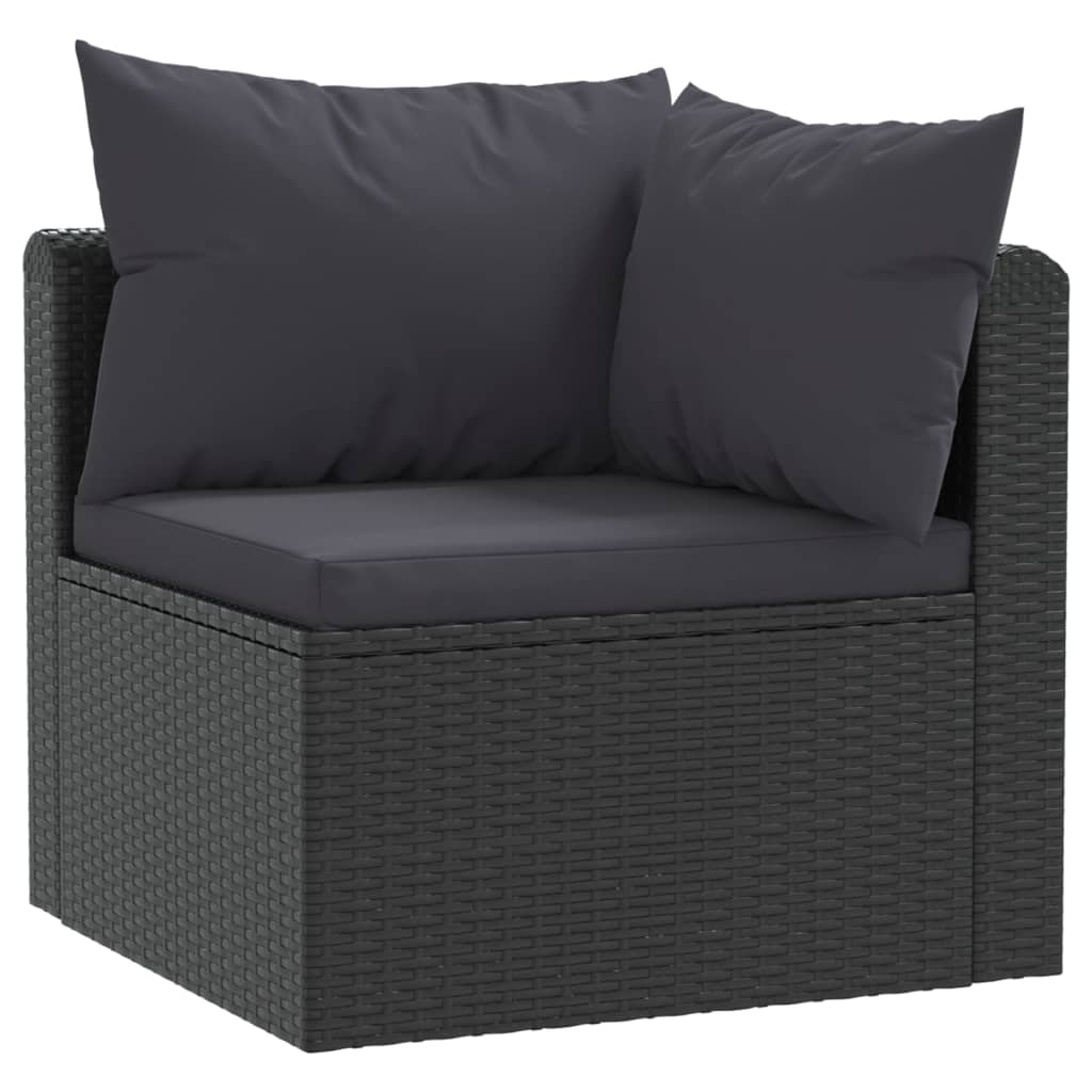 2-Delige Loungeset Met Kussens Poly Rattan Zwart 1 Tweezitsbank