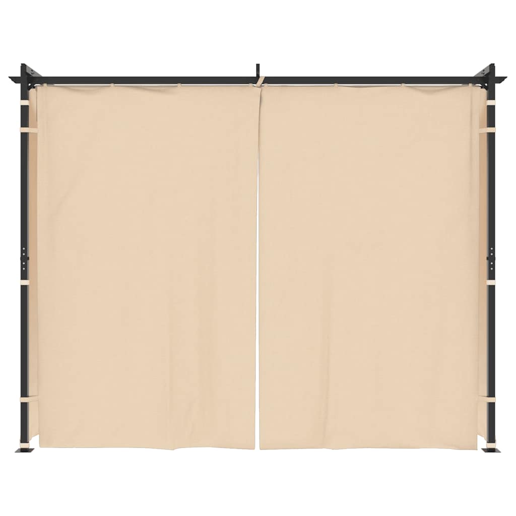 Prieel met gordijnen 3x3 m staal crème