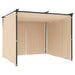 Prieel met gordijnen 3x3 m staal crème