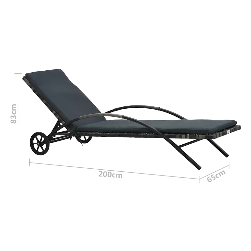 Ligbedden met tafel poly rattan antraciet