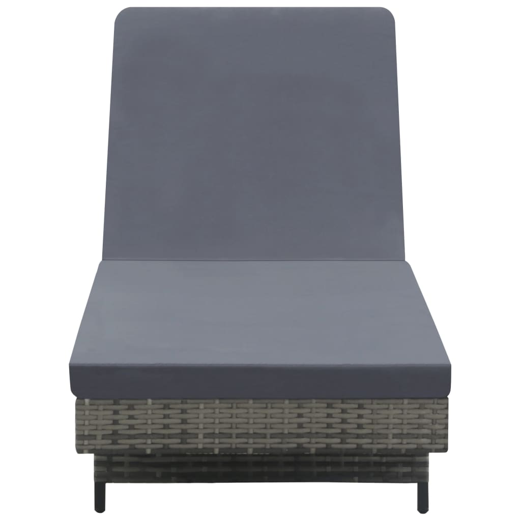 Ligbed met wielen en kussen poly rattan antraciet