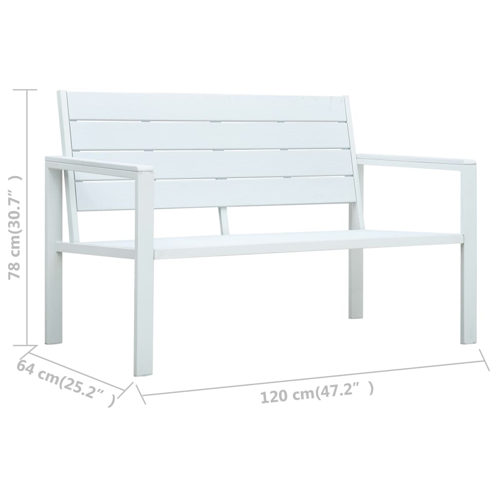 Tuinbank hout-look 120 cm HDPE wit