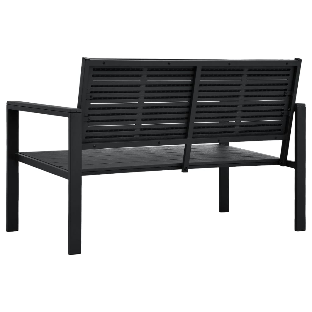 Tuinbank hout-look 120 cm HDPE zwart