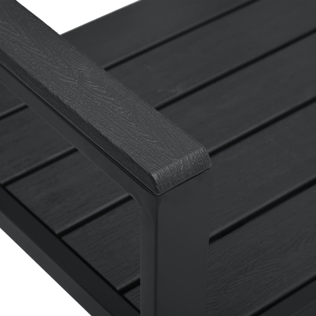 Tuinbank hout-look 120 cm HDPE zwart