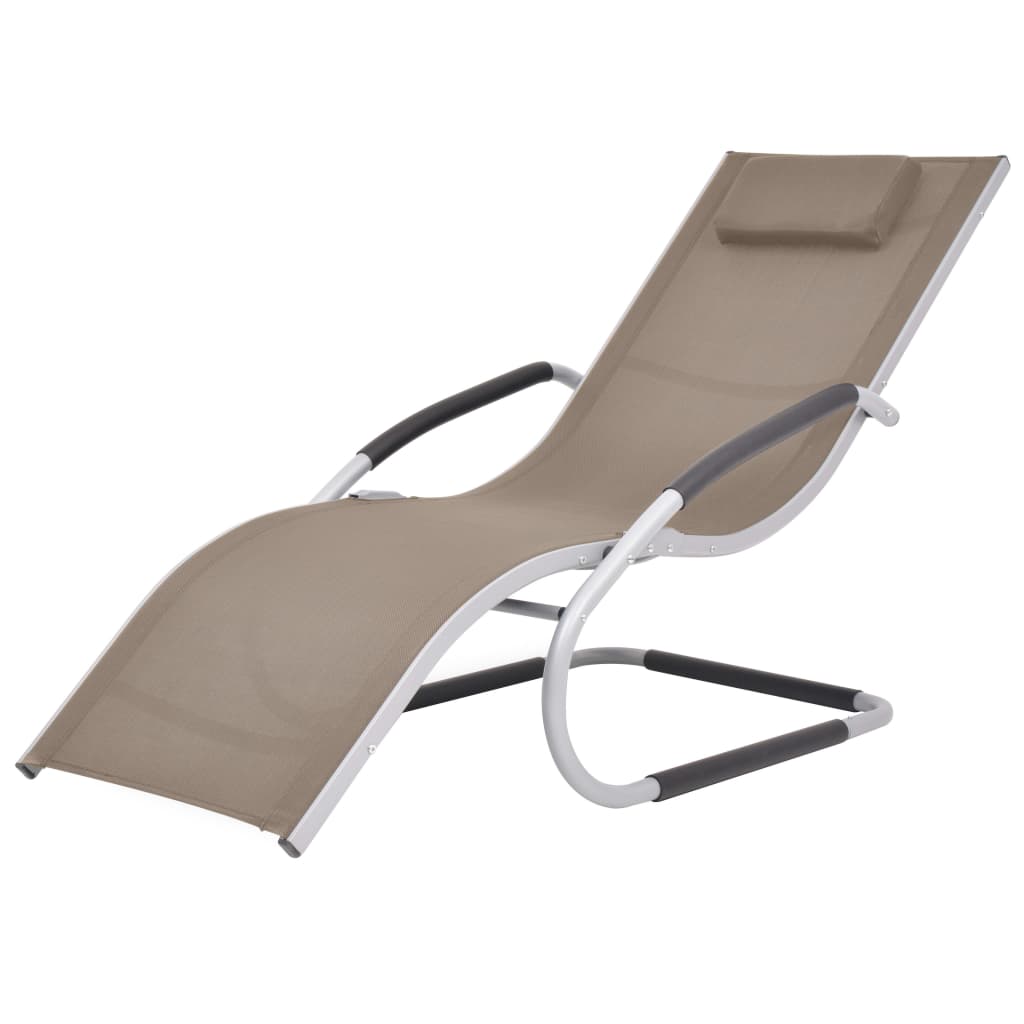 Ligbed met kussen aluminium en textileen taupe