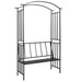 Tuinboog met bank 128x50x207 cm ijzer zwart