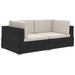Hoekbanken 2 St Met Kussens Poly Rattan Zwart Zwart en wit
