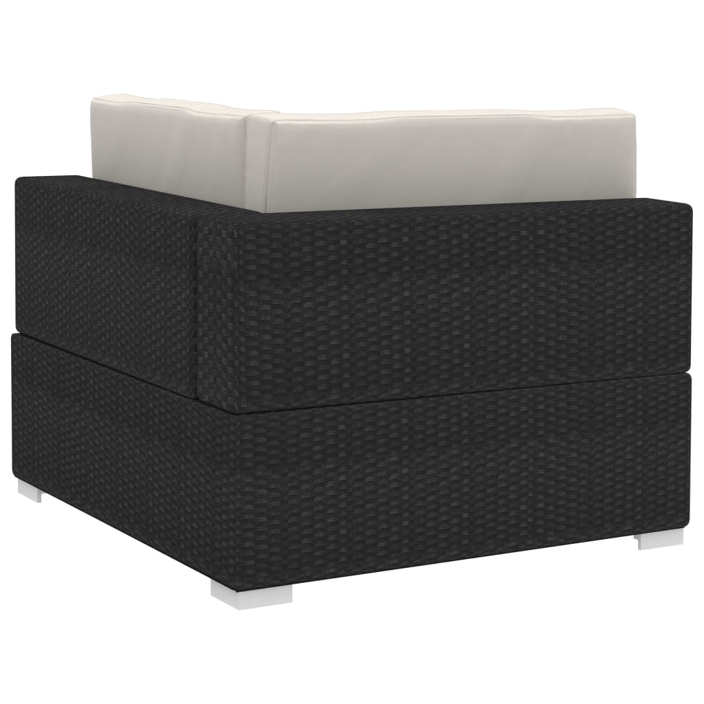 Hoekbanken 2 St Met Kussens Poly Rattan Zwart Zwart en wit