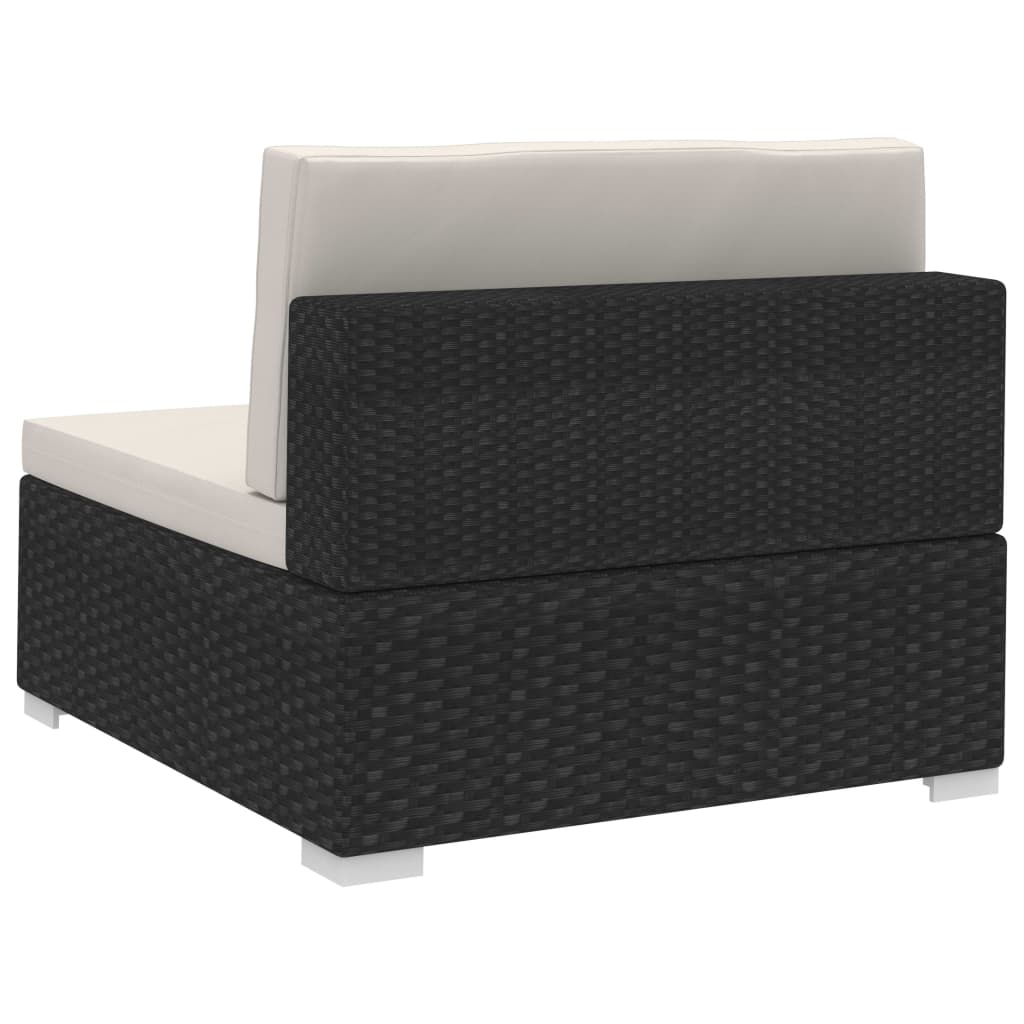 Hoekbanken 2 St Met Kussens Poly Rattan Zwart Zwart en wit