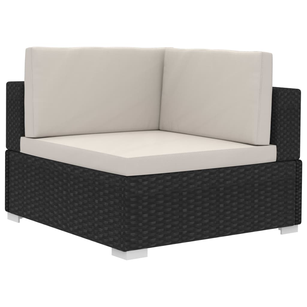 Hoekbanken 2 St Met Kussens Poly Rattan Zwart Zwart en wit