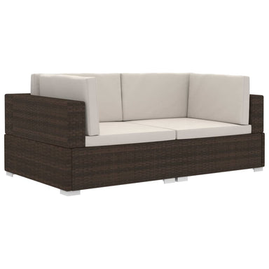 Hoekbanken 2 St Met Kussens Poly Rattan Bruin