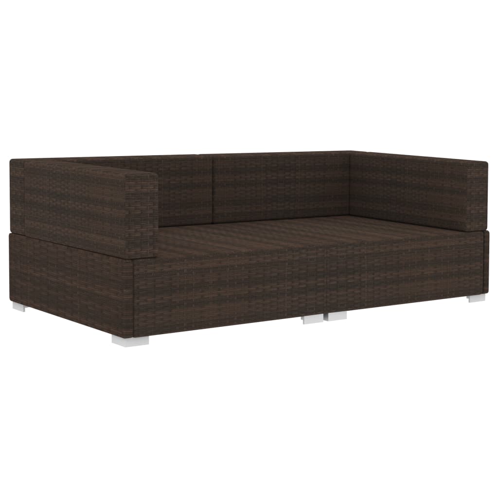 Hoekbanken 2 St Met Kussens Poly Rattan Bruin