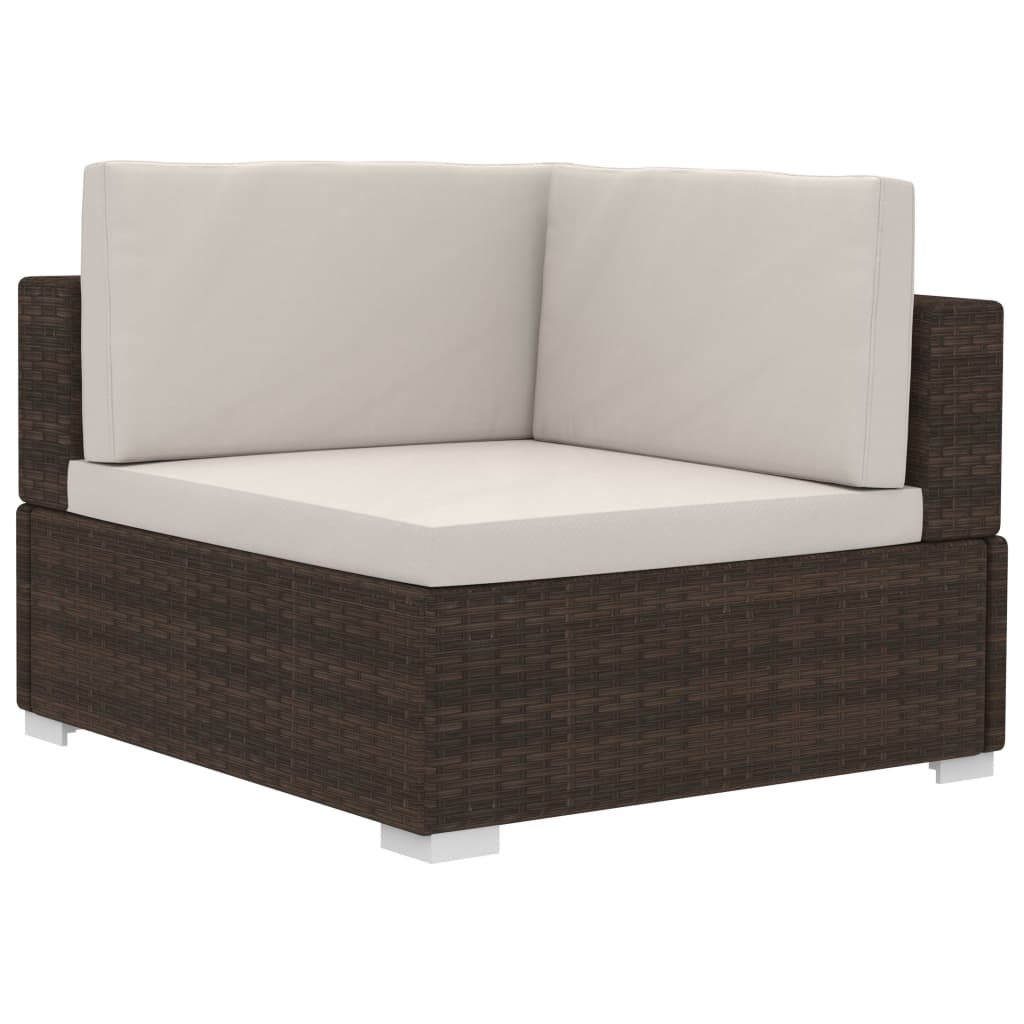 Hoekbanken 2 St Met Kussens Poly Rattan Bruin