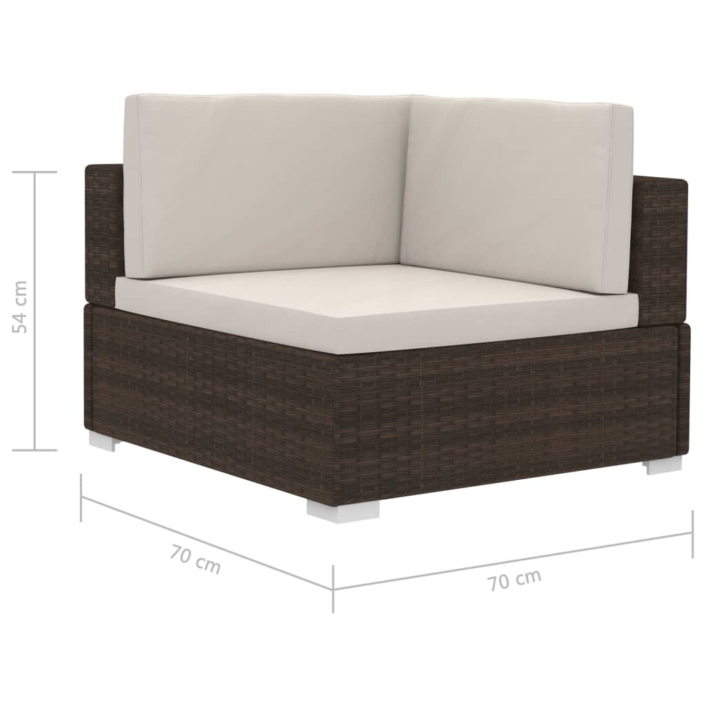 Hoekbanken 2 St Met Kussens Poly Rattan Bruin