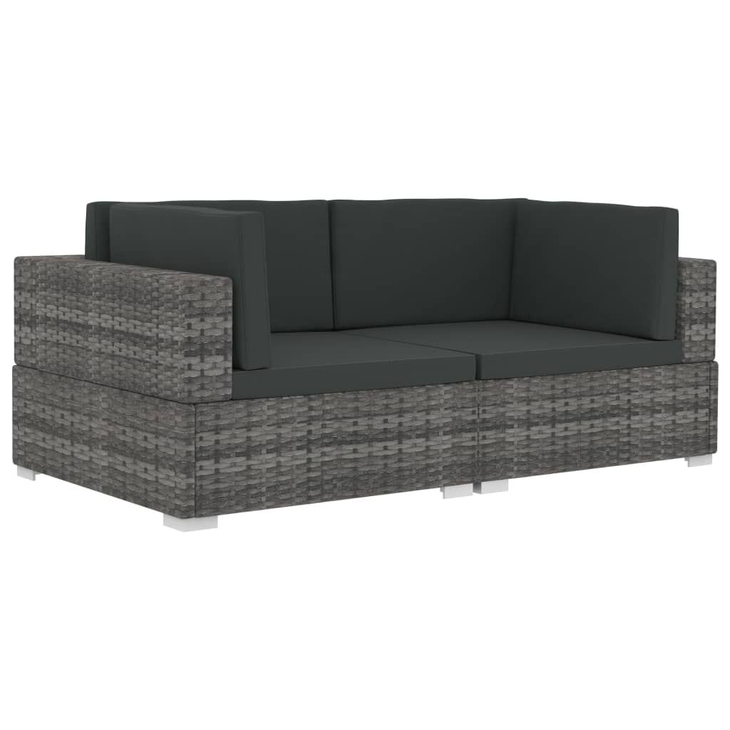 Hoekbanken 2 St Met Kussens Poly Rattan Grijs