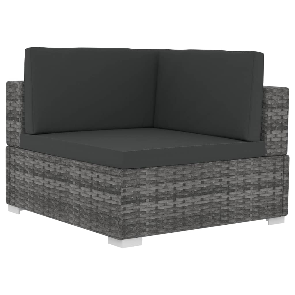 Hoekbanken 2 St Met Kussens Poly Rattan Grijs