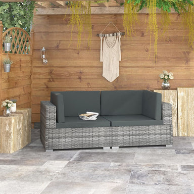 Hoekbanken 2 St Met Kussens Poly Rattan Grijs