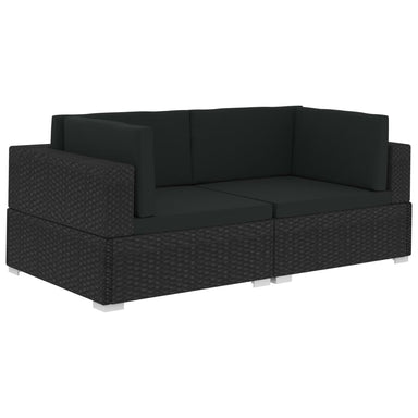 Hoekbanken 2 St Met Kussens Poly Rattan Zwart